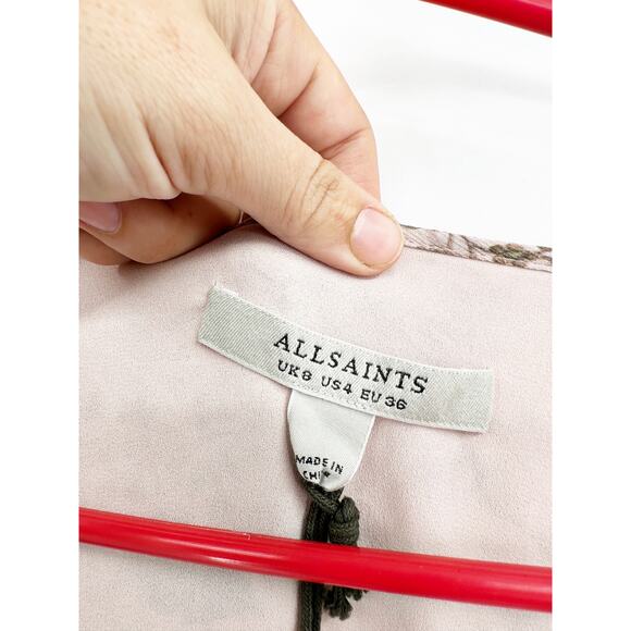 All Saints Ari Peggy Floral Print Blush Long Sleeve Wrap Dress Size 4 NWT - Picture 6 of 6